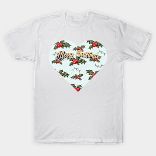 Winter Red Berries Fancy Pattern T-Shirt